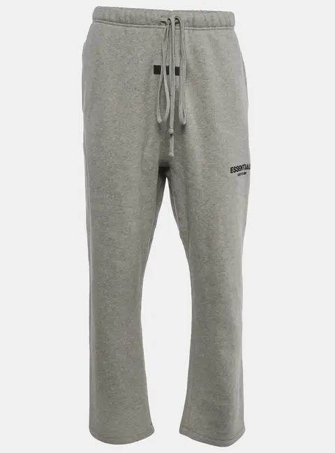 Fear of God Grey Logo Appliqu&eacute; Cotton Blend Fleece Sweatpants L