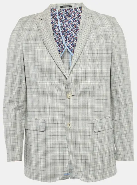 Gio Ferrari Grey Checkered  Wool Blend Blazer S