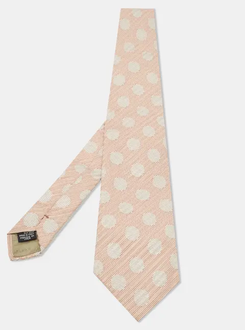 Giorgio Armani Vintage Pale Pink Polka Dot Silk Tie