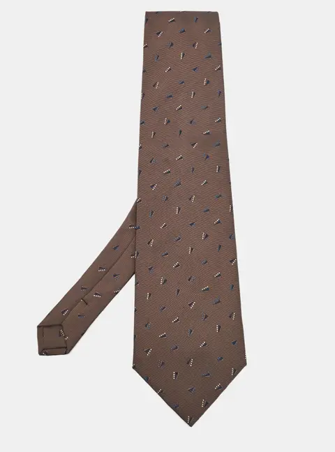 Giorgio Armani Brown Patterned Silk Traditional Tie