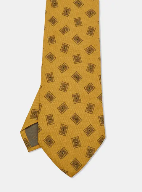 Giorgio Armani Vintage Yellow Ochre Silk Traditional Tie