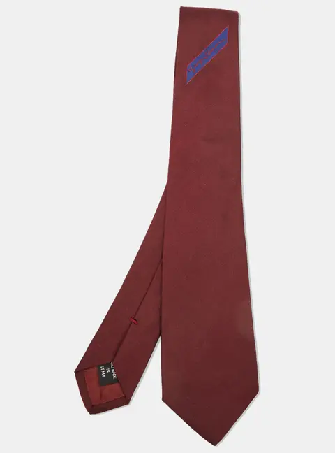 Giorgio Armani Burgundy Logo Embroidered Silk Classic Tie