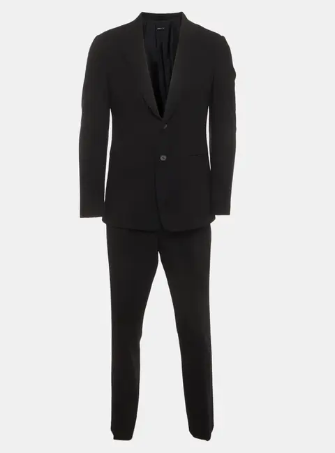 Giorgio Armani Black Wool Single Breasted Suit M