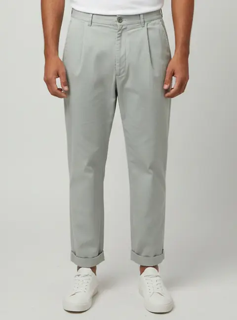 Giorgio Armani Sage Green Gabardine Pleated Cropped Trouser L