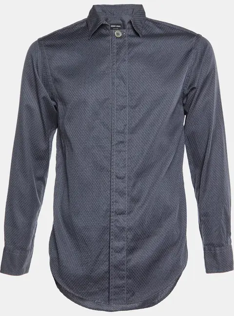 Giorgio Armani Grey Patterned Cotton Buttoned Up Shirt M