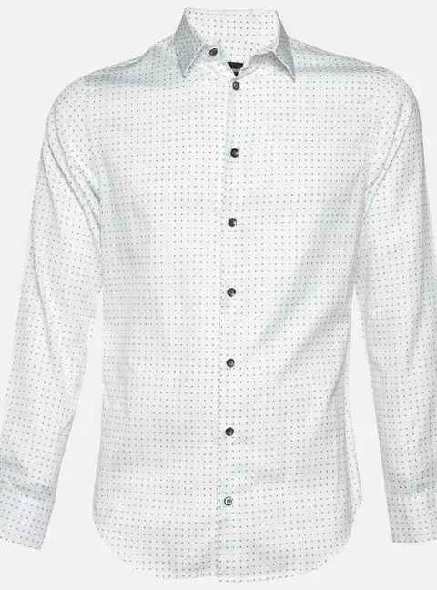Giorgio Armani White Patterned Cotton Shirt M