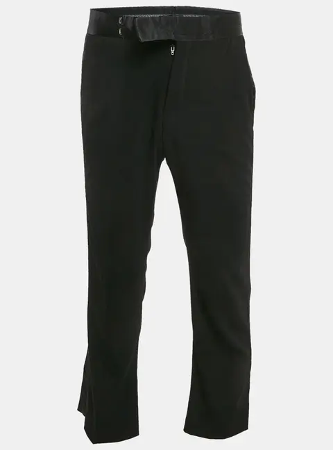 Giorgio Armani Black Virgin Wool Satin Trimmed Pants S