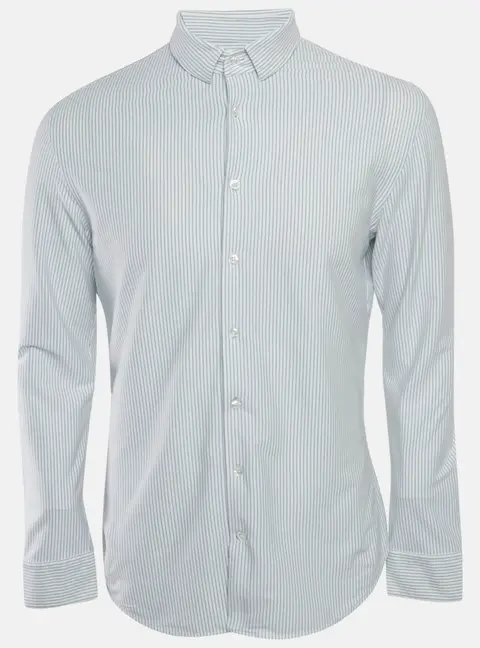 Giorgio Armani White Striped Cotton Jersey Shirt M