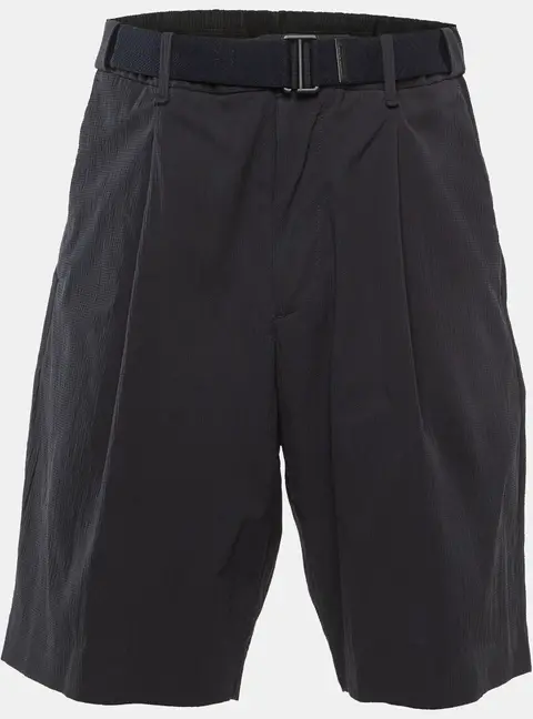 Giorgio Armani Black Cotton Belted Shorts XXL