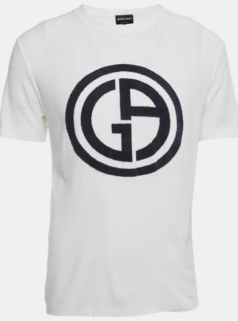 Giorgio Armani White Logo Detail Jersey Crewneck T-Shirt L