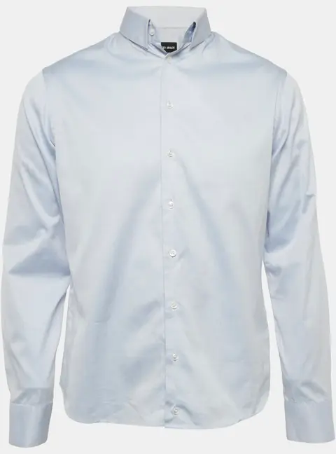 Giorgio Armani Blue Cotton Long Sleeve Shirt M