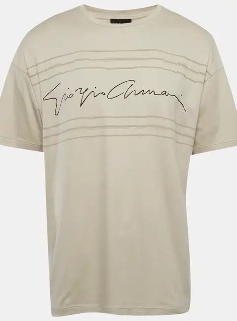Giorgio Armani Grey Printed Jersey Crewneck T-Shirt M