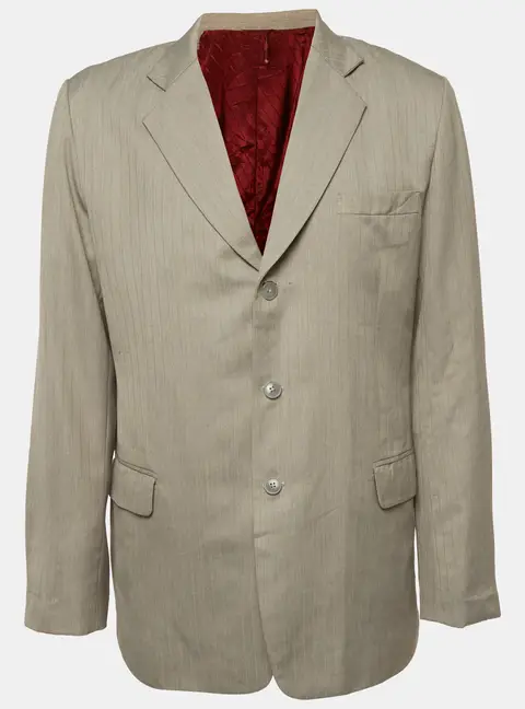 Giorgio Armani Grey Pinstripe Wool Blazer XL