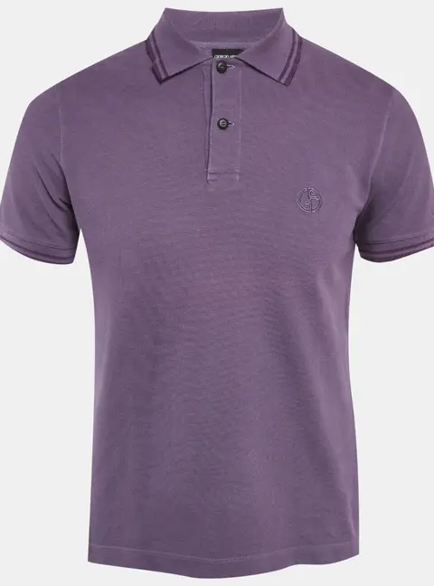 Giorgio Armani Purple Cotton Pique Polo T-Shirt M