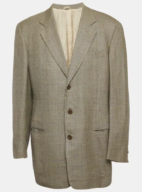 Giorgio Armani Beige/Black Houndstooth Regular Fit Blazer XL