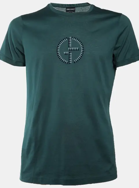 Giorgio Armani Green Logo Print Cotton Slim Fit T-Shirt XL