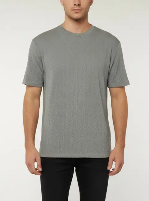 Giorgio Armani Grey Patterned Knit Crewneck T-Shirt XL