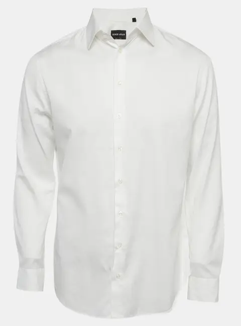 Giorgio Armani White Cotton Classic Button Up Shirt M
