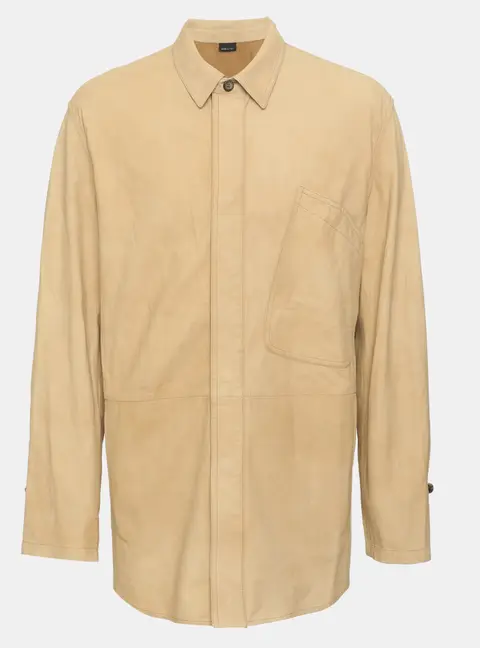 Giorgio Armani Beige Nubuck Leather Jacket XL
