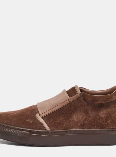 Giorgio Armani Brown Suede and Leather Slip On Sneakers Size 39
