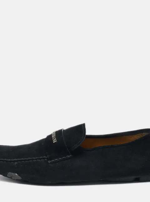 Giorgio Armani Navy Blue Suede Slip On Loafers Size 43