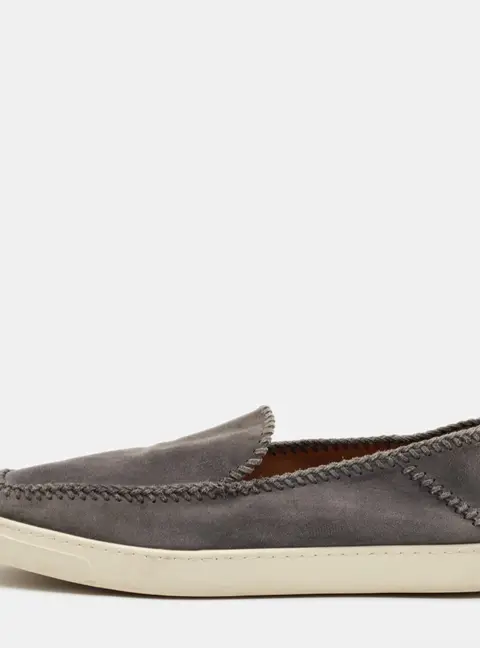 Giorgio Armani Intrecci Size 41.5 Grey Suede Braided Slip On Loafers
