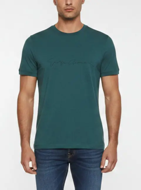 Giorgio Armani Teal Logo Print Jersey Crewneck T-Shirt XL