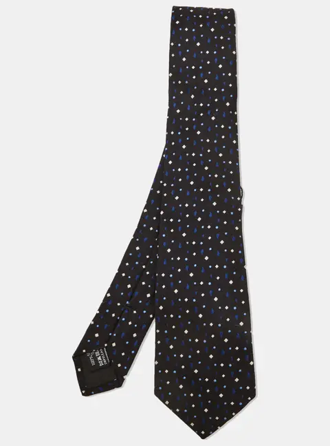 Giorgio Armani Black Geometric Jacquard Silk Classic Tie