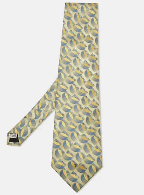 Gianfranco Ferre Yellow Patterned Silk Traditional Tie