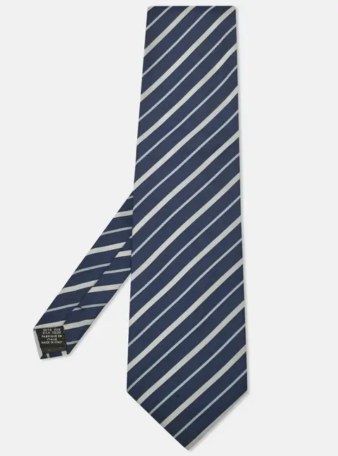 Gianfranco Ferre Navy Blue Diagonal Striped Silk Traditional Tie