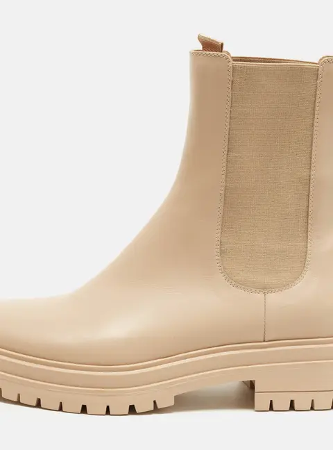 Gianvito Rossi Size 41.5 Beige Elastic and Leather Combat Boots