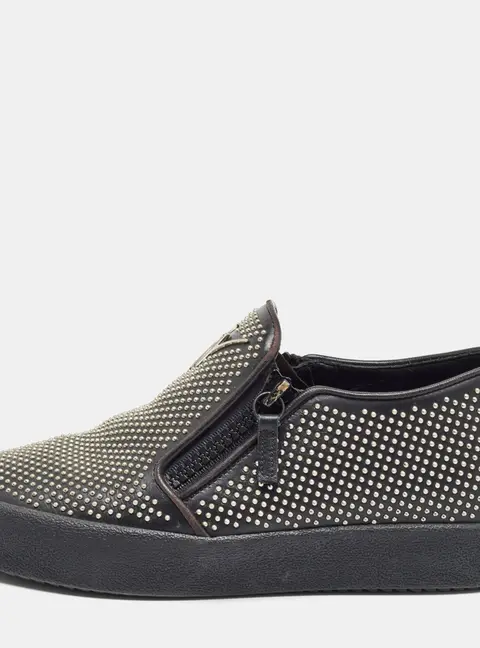Giuseppe Zanotti Black Studded Leather Eve Slip On Sneakers Size 40