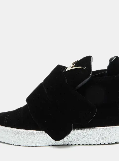 Giuseppe Zanotti Black Velvet Double Velcro Strap High Top Sneakers Size 43