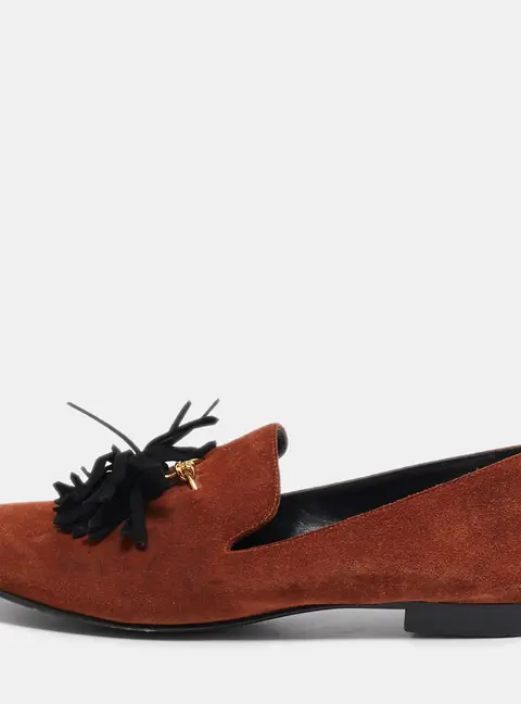 Giuseppe Zannoti Brown Suede Tassel Embellished Slip on Loafers Size 42