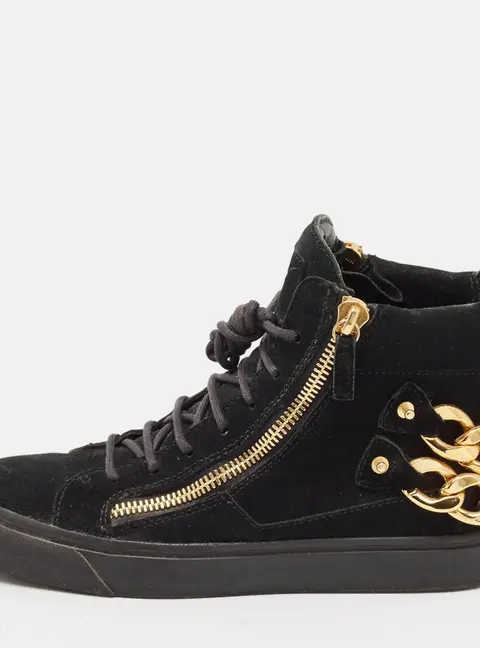 Giuseppe Zanotti Black Suede Kriss High Top Sneakers Size 39