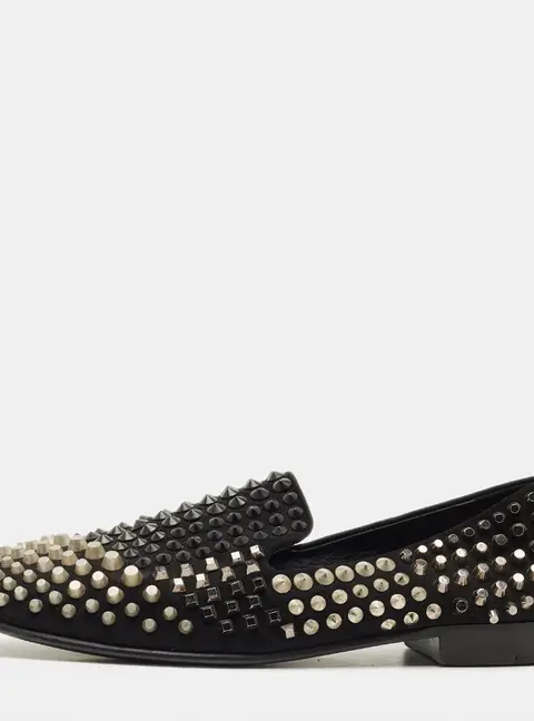 Giuseppe Zanotti Size 42 Black Suede Studded Smoking Slippers