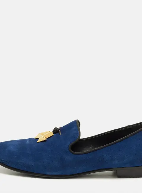 Giuseppe Zanotti Kevin Size 44 Blue Suede Smoking Slippers