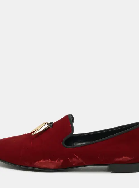 Giuseppe Zanotti Kevin Size 44 Red Velvet Smoking Slippers