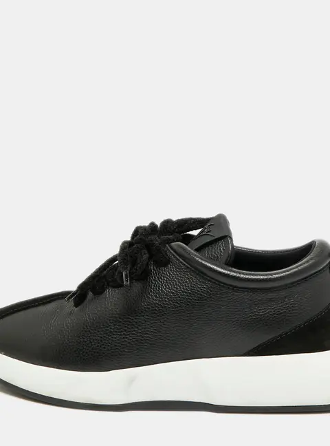 Giuseppe Zanotti Ferox Size 43 Black Leather and Suede Lace Up Sneakers
