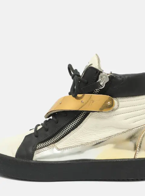 Giuseppe Zanotti Hero V Strap Size 41.5 Tri-Color Leather High Top Sneakers