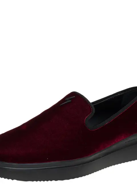 Giuseppe Zanotti Burgundy Velvet Slip On Sneakers Size 42