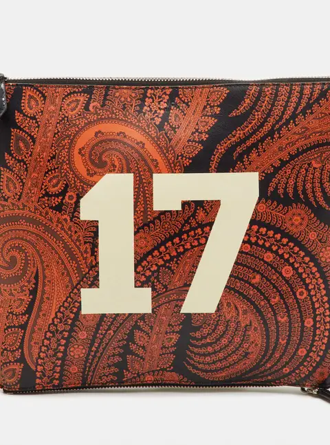 Givenchy Paisley Print 17 Leather Flat Zip Pouch