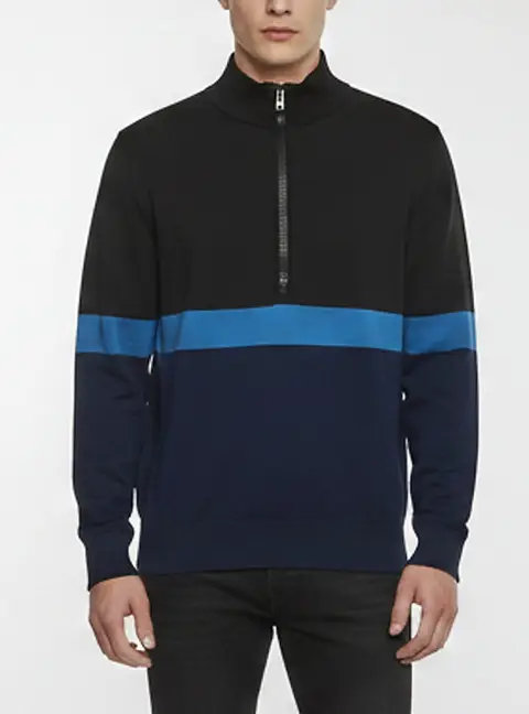 Givenchy Color Block Logo Print Knit Quarter Zip-Up Jumper XL