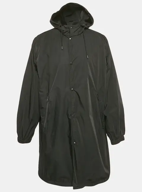 Givenchy Black Synthetic Hooded Long Jacket XL