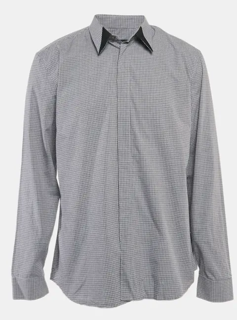 Givenchy Blue/Multicolor Gingham Cotton Button Front Shirt XXXL
