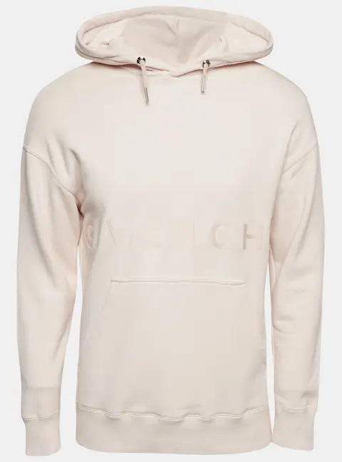 Givenchy Pink Logo Embroidered Cotton Knit Hoodie XS