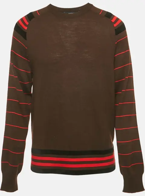 Givenchy Brown Velvet Trim Wool Knit Sweatshirt L