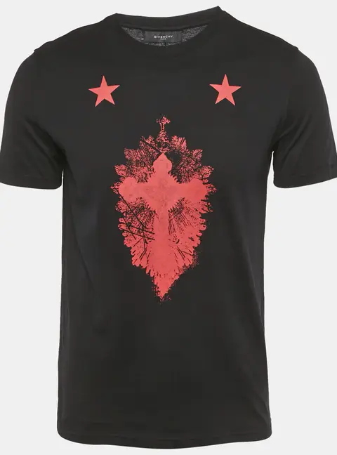 Givenchy Black Cross Print Jersey Crewneck T-Shirt S
