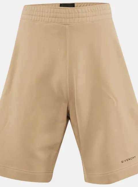 Givenchy Beige Logo Print Cotton Shorts M