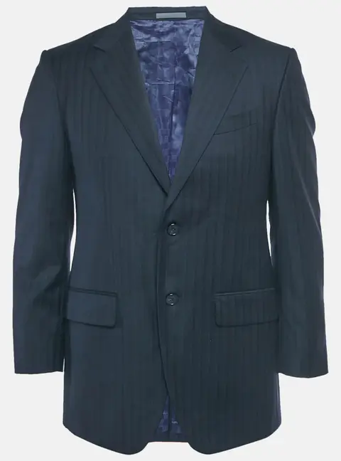 Givenchy Vintage Navy Blue Pinstripe Regular Fit Blazer M
